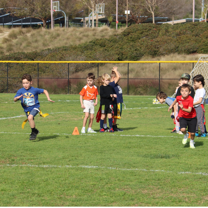 Kids participating in flag football training in Carlsbad